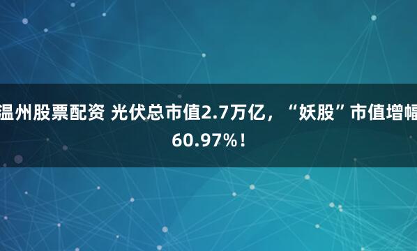 温州股票配资 光伏总市值2.7万亿,“妖股”市值增幅60.97%!